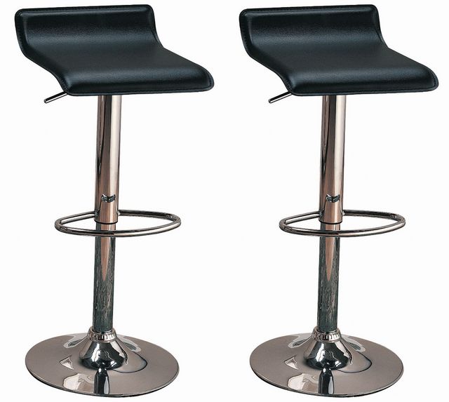 Coaster® Bidwell 2-Piece Black/Chrome Upholstered Bar Chairs