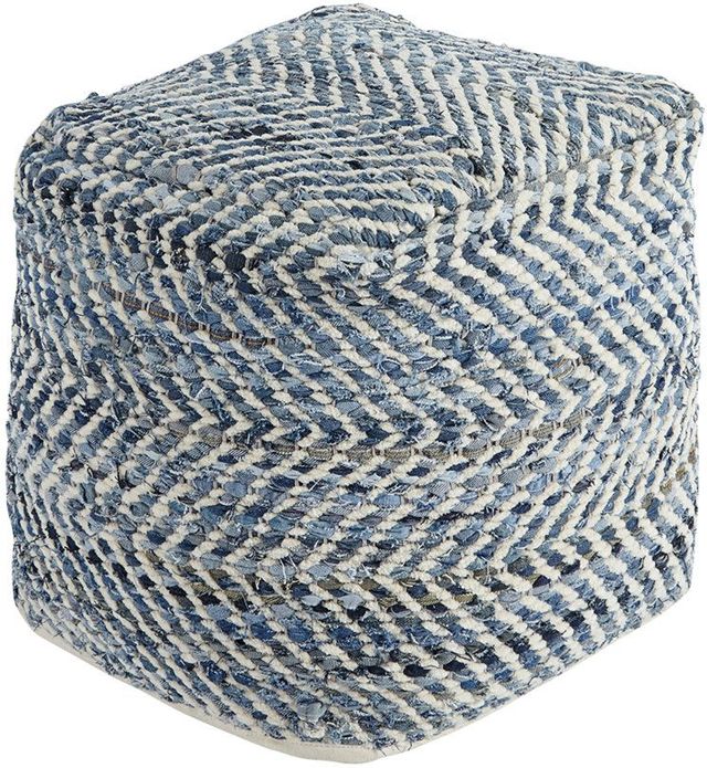 Signature Design by Ashley® Chevron Blue Pouf