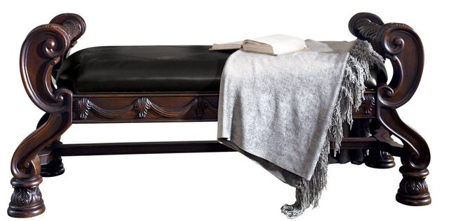 Millennium® By Ashley® North Shore Dark Brown Large Upholstered Bedroom Bench