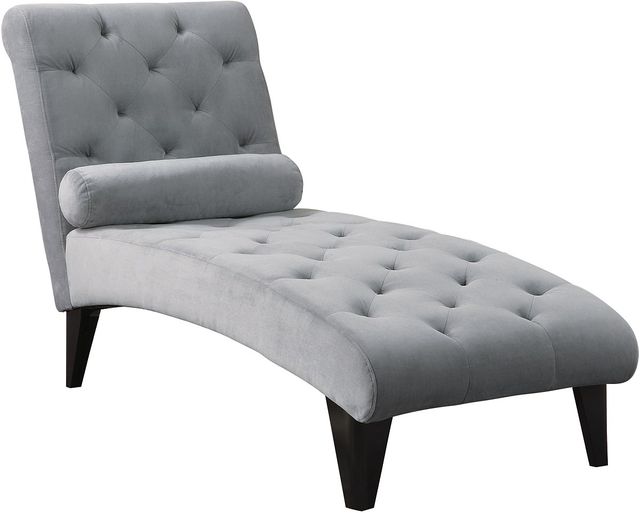 Coaster® Daniel Grey Tufted Chaise With Small Bolster Pillow