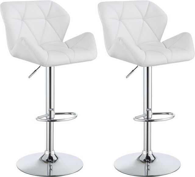 Coaster® Berrington 2-Piece Chrome/White Adjustable Stools