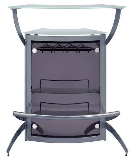 Coaster® CoasterEssence Silver/Frosted Glass 2-Shelf Bar Unit