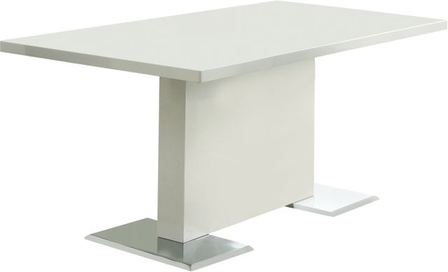 Coaster® Anges Glossy White T-Shaped Pedestal Dining Table