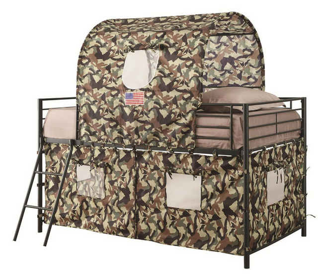 Coaster® Camouflage Army Green Twin Tent Loft Bed With Ladder 