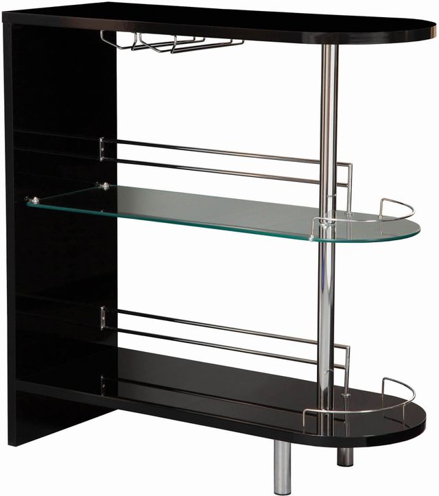 Coaster® Adolfo Glossy Black/Clear 3-Tier Bar Table