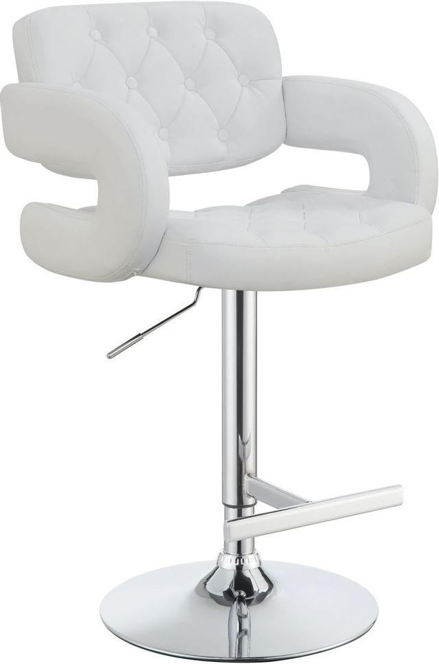 Coaster® Brandi Chrome And White Adjustable Height Stool