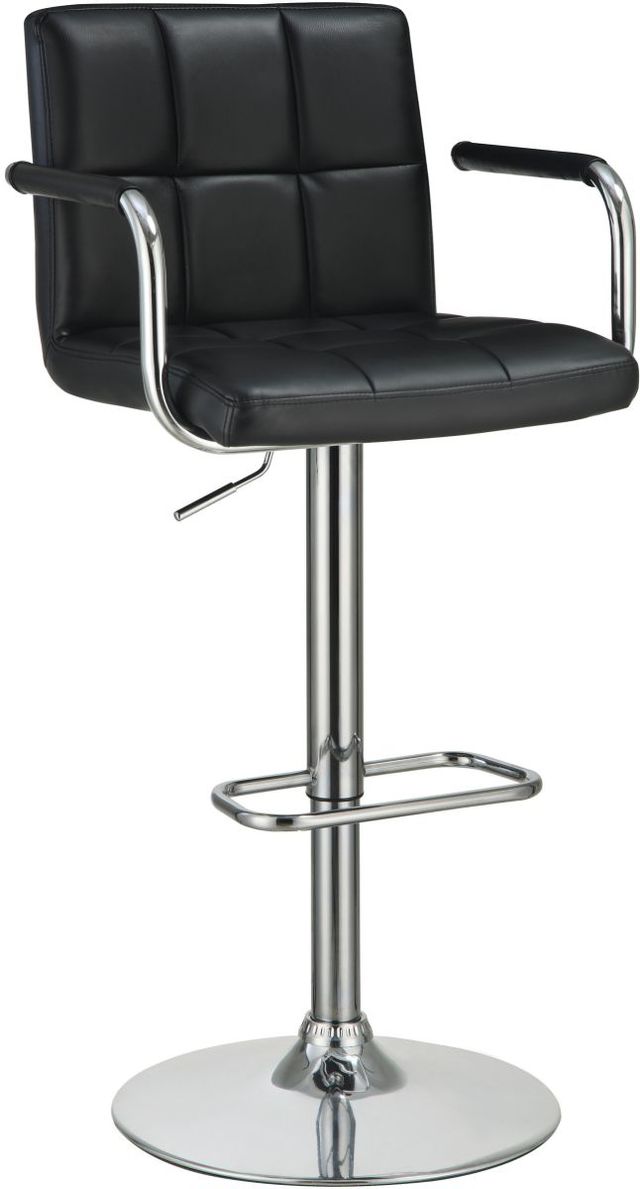 Coaster® Palomar Black/Chrome Adjustable Bar Stool